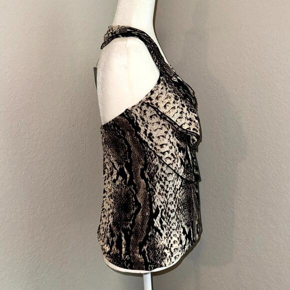 Worthington Halter Top Womens Small Brown Nylon Snake Print Sleeveless Y2K 2000s - Picture 3 of 8